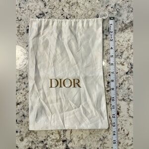 Dior White and Gold Dust Bag with Drawstring
